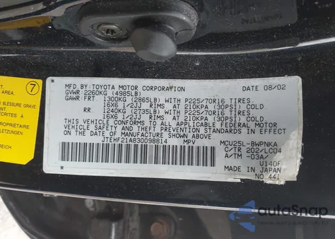 2003 Toyota Highlander Limited V6 из США, поврежденный, VIN JTEHF21A830098814